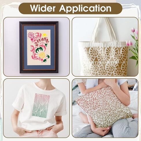 12Pcs Mixed Stencils for Painting, Art Stencils for Crafts Reusable, Wood Grains Flower Texture Templates Spider Web Layering Spray Paint Stencils Kit on Wall Canvas Cake Card DIY (11×7'') in Saudi Arabia