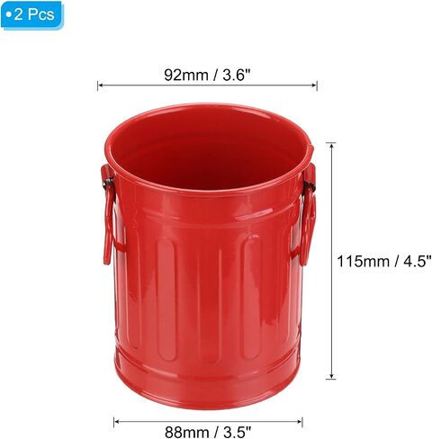 PATIKIL Barrel Pencil Holder, 2 Pack Metal Pen Holder for Desk Pencil Holders Cup Organizer with Handles Makeup Brush Holder Stationery Storage, Red in Kuwait