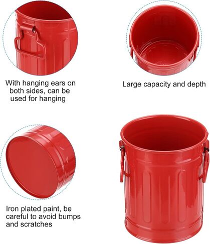 PATIKIL Barrel Pencil Holder, 2 Pack Metal Pen Holder for Desk Pencil Holders Cup Organizer with Handles Makeup Brush Holder Stationery Storage, Red in Kuwait