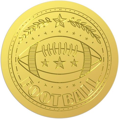 WADORN 100Pcs Football Gold Foil Stickers, 2 Inch Rugby Ball Gold Embossed Envelopes Seals Football Round Self Adhesive Embossed Seal Labels for DIY Crafts Sport Party Invitations Greeting Cards in Saudi Arabia
