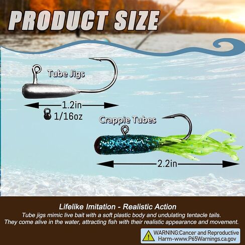 Tube Baits Tube Jigs Heads Swimbaits Kit, Pre-Rigged Tubes Lure Soft Plastic Fishing Grub Worm, Tube Bait Hooks Crappie Jigs Crappie Lures Tackle for Bass Trout Freshwater Saltwater Fishing in Saudi Arabia