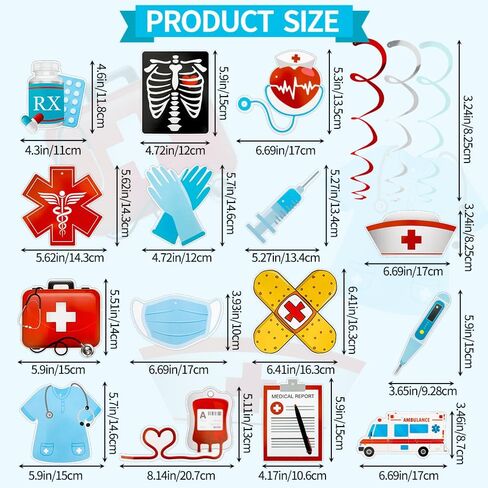 ممرضات أسبوع معلقة زخارف دوامة ، 30 جهاز كمبيوتر حمراء وأزرق الممرضات التخرج لوازم الحفلات إحباط دوامة السقف الشكر/Happy Nurse Doctor Medical RN Gifts Bulk Party Birthday in Kuwait