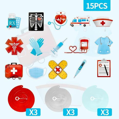 ممرضات أسبوع معلقة زخارف دوامة ، 30 جهاز كمبيوتر حمراء وأزرق الممرضات التخرج لوازم الحفلات إحباط دوامة السقف الشكر/Happy Nurse Doctor Medical RN Gifts Bulk Party Birthday in Kuwait