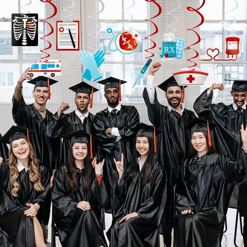 ممرضات أسبوع معلقة زخارف دوامة ، 30 جهاز كمبيوتر حمراء وأزرق الممرضات التخرج لوازم الحفلات إحباط دوامة السقف الشكر/Happy Nurse Doctor Medical RN Gifts Bulk Party Birthday in Kuwait