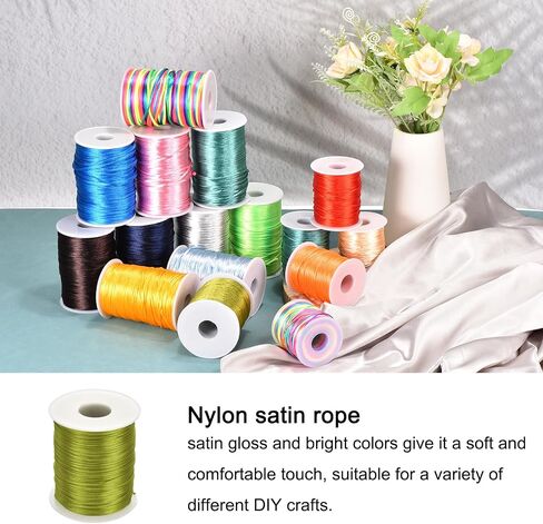 Nylon Satin Cord 1.5mm, 109 Yard Nylon String for Bracelet Braided Thread [for Jewelry Making Necklace Chinese Knot Craft] - Army Green in Saudi Arabia