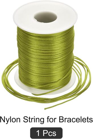 Nylon Satin Cord 1.5mm, 109 Yard Nylon String for Bracelet Braided Thread [for Jewelry Making Necklace Chinese Knot Craft] - Army Green in Saudi Arabia