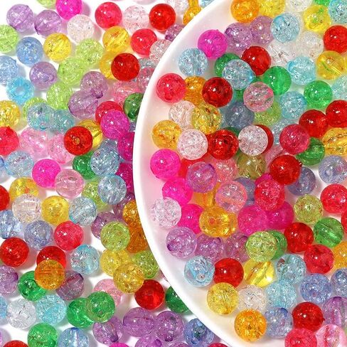 LadayPoa 100pcs 12mm Colorful Crystal Crackle Beads for Jewelry Making Acrylic Round Lampwork Beads Bubble Beads for Bracelet Making DIY Necklace Craft Beads Christmas Ornament Gifts in Kuwait