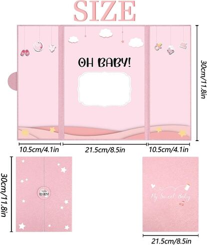 Crenics Baby Shower Decorations for Girl, Cute Baby Shower Signature Board with Picture, Pink Baby Shower Guest Book Alternatives 18" x 12", Creative Baby Shower Keepsake for Girls in Saudi Arabia