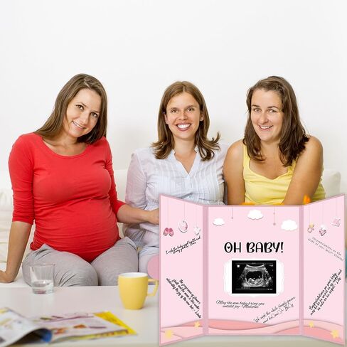Crenics Baby Shower Decorations for Girl, Cute Baby Shower Signature Board with Picture, Pink Baby Shower Guest Book Alternatives 18" x 12", Creative Baby Shower Keepsake for Girls in Saudi Arabia