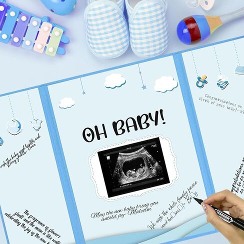 Crenics Baby Shower Decorations for Girl, Cute Baby Shower Signature Board with Picture, Pink Baby Shower Guest Book Alternatives 18" x 12", Creative Baby Shower Keepsake for Girls in Kuwait