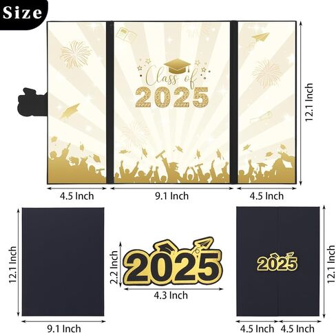Graduation Guest Book 2025 Alternative, Black Gold Graduation Party Decorations, Class of 2025 Graduation Sign in Book Signature Board for College High School, Graduation Gifts for for Her Him in Saudi Arabia