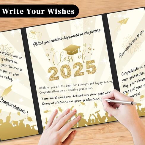 Graduation Guest Book 2025 Alternative, Black Gold Graduation Party Decorations, Class of 2025 Graduation Sign in Book Signature Board for College High School, Graduation Gifts for for Her Him in Saudi Arabia