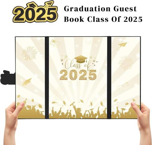 Graduation Guest Book 2025 Alternative, Black Gold Graduation Party Decorations, Class of 2025 Graduation Sign in Book Signature Board for College High School, Graduation Gifts for for Her Him in Saudi Arabia