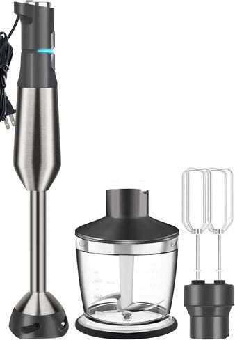 Immersion Blender 16000 RPM Hand Blender,15 Speed and Turbo Mode Hand Mixer, Heavy Duty Copper Motor Stainless Steel Smart Stick with Egg Beaters and Chopper/Food Processor in Saudi Arabia