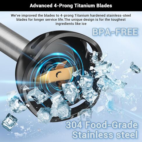 Immersion Blender 16000 RPM Hand Blender,15 Speed and Turbo Mode Hand Mixer, Heavy Duty Copper Motor Stainless Steel Smart Stick with Egg Beaters and Chopper/Food Processor in Saudi Arabia
