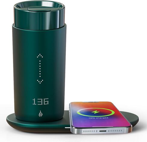 Temperature Control Heated Coffee Mug Smart Self Heating Travel Mug 12 Oz App Controlled Warmer Mug 4-10 Hour LED Display Keep Coffee Hot Fast Wireless Charger Base Rogue red in Kuwait