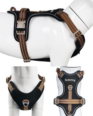 No Pull Adjustable Outdoor Waterproof Reflective Dog Harness with Handle for Medium Large Dog No Choke and Easy Control Dog Vest Harness (Black, M) in Saudi Arabia