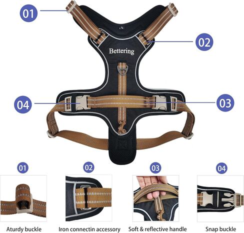 No Pull Adjustable Outdoor Waterproof Reflective Dog Harness with Handle for Medium Large Dog No Choke and Easy Control Dog Vest Harness (Black, M) in Saudi Arabia