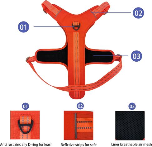 No Pull Adjustable Outdoor Waterproof Reflective Dog Harness with Handle for Medium Large Dog No Choke and Easy Control Dog Vest Harness (Black, M) in Saudi Arabia