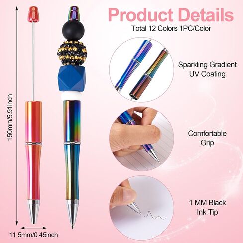 Craftdady 12PCS PEADABLE BEADIMERISE PEN DIY ALEDABLE AT BEADERS POINT POINT POINT PENT PEN in Saudi Arabia