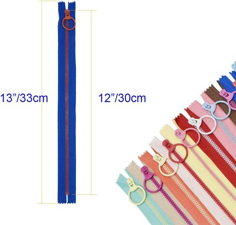 12Inch 20 PCS #3 Resin Zippers with Lifting Ring Pull Close End Vislon Zippers for DIY Tailor Sewing Craft Bags Mixed 10 Color in Saudi Arabia