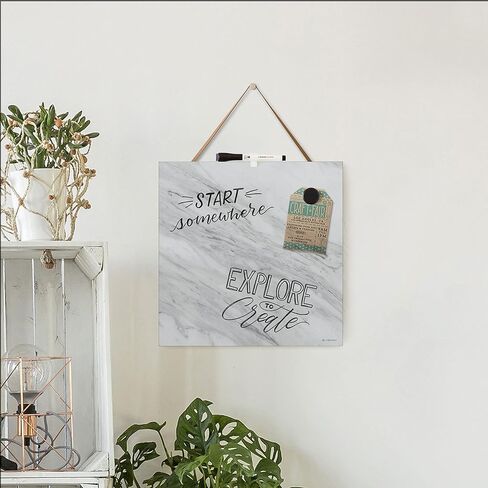 U Brands Magnetic Calendar Dry Erase Tile, with Leather Strap Hanger, 14" x 14", 1 Count in Kuwait