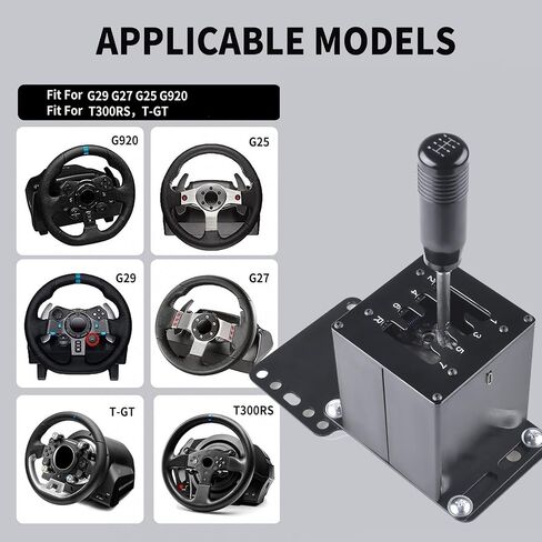 CNRAQR PC USB Simulator Shifter 7+R H Gear Shifter for LO GITECH G29/G27/G25/G920, T300RS/GT, Compatible with Gearshift PC Windows Steering Wheel for ATS ETS Dust WRC Sim Racing Game in Kuwait