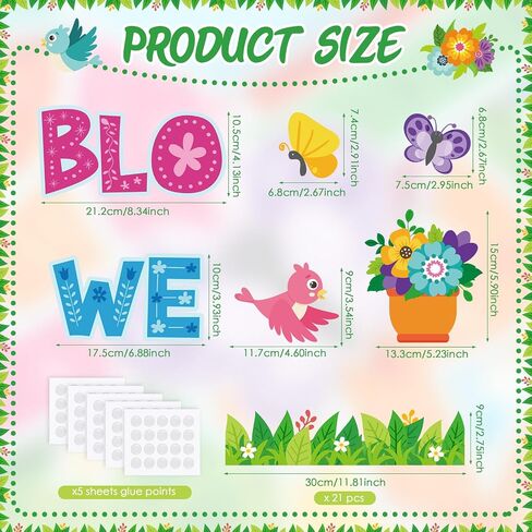 Kosiz Spring Flowerpot Bulletin Board Decorations Set We are Blooming in Spring Classroom Decorations Colorful Flower Paper Cutouts with Green Leaf Borders for School Wall Chalkboard Door Party in Kuwait