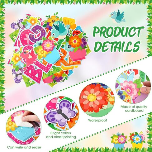 Kosiz Spring Flowerpot Bulletin Board Decorations Set We are Blooming in Spring Classroom Decorations Colorful Flower Paper Cutouts with Green Leaf Borders for School Wall Chalkboard Door Party in Kuwait