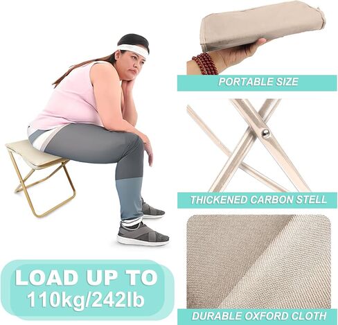 البراز التخييم ، براز قابل للطي محمول مع حقيبة حمل ، 12 بوصة كرسي قابلة للطي محمولة براز معسكر في الهواء الطلق للسفر المشي المشي لمسافات طويلة في الصيد الشواء (الأسود) in Kuwait