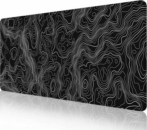 Topographic Black Extended Big Mouse Pad Large,Gaming Mouse Pad Desk Pad,31.5x11.8 Inch Long Computer Keyboard Mouse Mat Mousepad with Non-Slip Base and Stitched Edge for Gaming and Office in Kuwait