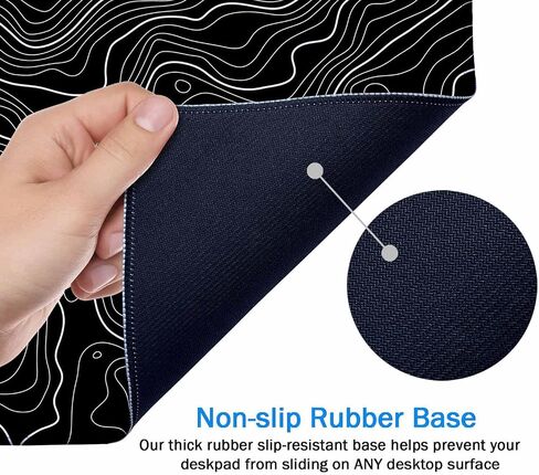 Topographic Black Extended Big Mouse Pad Large,Gaming Mouse Pad Desk Pad,31.5x11.8 Inch Long Computer Keyboard Mouse Mat Mousepad with Non-Slip Base and Stitched Edge for Gaming and Office in Kuwait