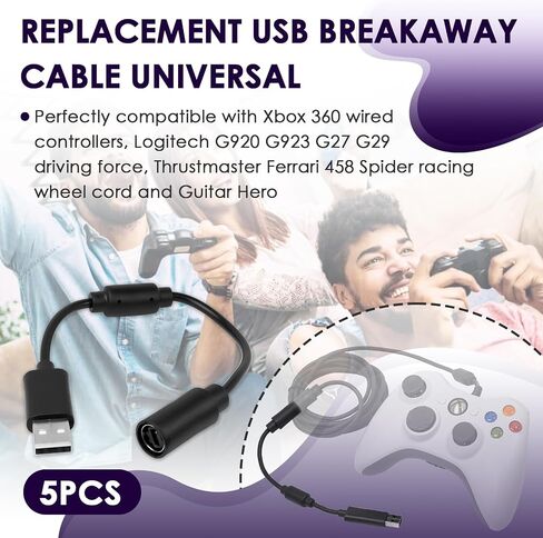 USB Breakaway Cable for Xbox 360, Rocksmith Real Tone Cable, Xbox Controller Cord, Xbox USB Adapter, Guitar Hero Dongle , Compatible with Logitech G920 G923 G27 & Thrustmaster 458 Spider Racing Wheel in Kuwait