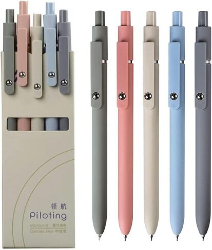 sencoo 5 pack Black Gel Pens Quick Dry Ink Pens 0.7mm Fine Point Retractable Roller Ball Pens Cute Pens Aesthetic pens for School Office Home Diary Gift Pens (style6) in Saudi Arabia
