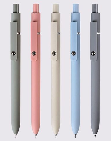 sencoo 5 pack Black Gel Pens Quick Dry Ink Pens 0.7mm Fine Point Retractable Roller Ball Pens Cute Pens Aesthetic pens for School Office Home Diary Gift Pens (style6) in Saudi Arabia