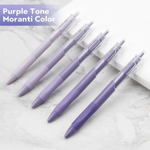 YISAN Retractable Gel Pens,0.5mm,Black Ink,Quick Dry,Fine Tip,Fine Point Aesthetic Pens for Note Taking,Journaling,Office,5 Pcs,Purple Tone,71006 in Saudi Arabia