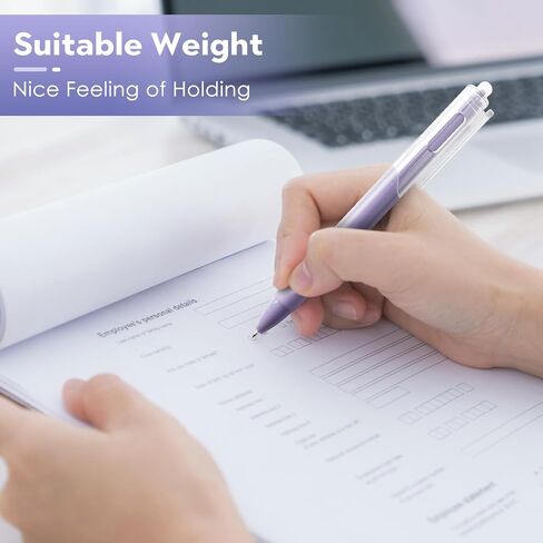 YISAN Retractable Gel Pens,0.5mm,Black Ink,Quick Dry,Fine Tip,Fine Point Aesthetic Pens for Note Taking,Journaling,Office,5 Pcs,Purple Tone,71006 in Saudi Arabia