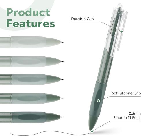YISAN Retractable Gel Pens,0.5mm,Black Ink,Quick Dry,Fine Tip,Fine Point Aesthetic Pens for Note Taking,Journaling,Office,5 Pcs,Purple Tone,71006 in Saudi Arabia
