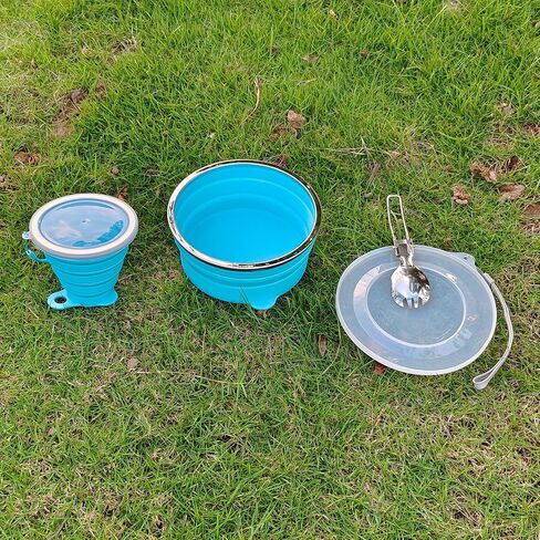 Mess Kit for Camping Silicone Collapsible Bowl Collapsible Cup and Stainless Steel Spoon for Backpacking Outdoor Hiking Traveling and Picnic - 4 Pack in Saudi Arabia