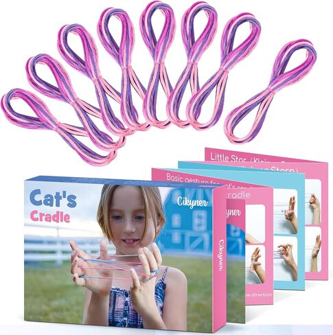 Cikyner Cat’s Cradle String, 8 Pcs Finger String Game 2m Long 2mm Diameter Cats Cradle with Instructions Polyester Pink String Toy Supplies Ideal for Gifts for Girls and Boys on Birthday Easter in Kuwait