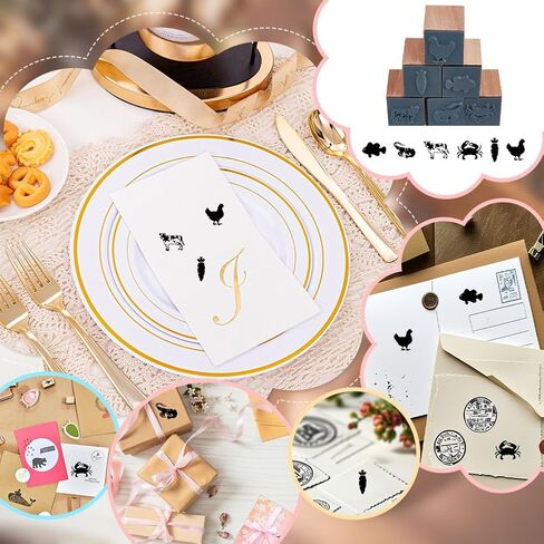 OLYCRAFT 6pcs 6 Styles Wooden Rubber Stamps Shrimp Fish Wooden Stamp Round Wood Stamp Natural Wood Stamp Small Mini Cattle Stamp for Card Making DIY Craft Letter Diary and Craft Scrapbooking in Saudi Arabia