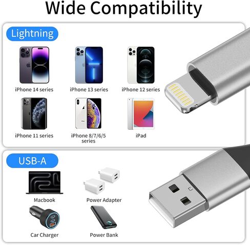 1ft USB to Lightning Cable 3 Pack, MFi Short iPhone Charger Cord, Braided 12 inch iPhone Fast Charging Cable Compatible with iPhone 14 13 12 11 10 Pro Max Xs 8 7 Plus, iPad Air Mini iPod Black in Saudi Arabia