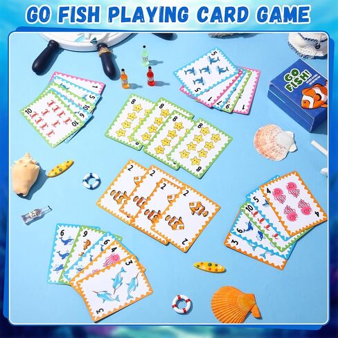 Zubebe 4 Sets Card Game, Go Fish, Animal Playing Cards, Educational Games for Family Game Night, Great Gift for Birthday Holiday Easter Basket Stuffers(Go Fish Theme) in Kuwait