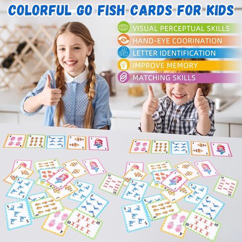 Zubebe 4 Sets Card Game, Go Fish, Animal Playing Cards, Educational Games for Family Game Night, Great Gift for Birthday Holiday Easter Basket Stuffers(Go Fish Theme) in Kuwait