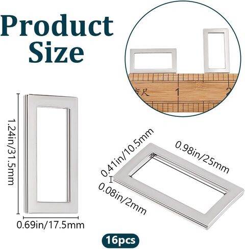 Beebeecraft 1 Box 16PCS RESTANGLE RINGS Buckle Zinc Alloy Silver Seamless Square Rings for Bass Pres in Kuwait