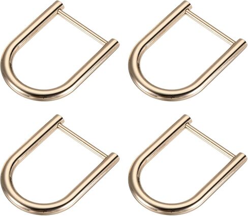 METALLIXITY Horseshoe D-Rings (27mm) 4pcs, Screw-in U-shaped Buckles Shackle - for Car Keys Keychain Bags Leather Crafts, Light Gold in Saudi Arabia