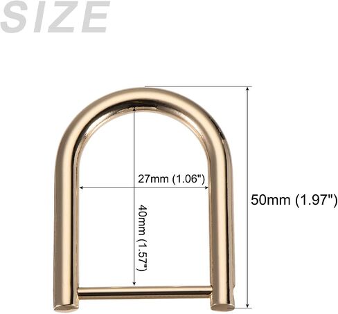 METALLIXITY Horseshoe D-Rings (27mm) 4pcs, Screw-in U-shaped Buckles Shackle - for Car Keys Keychain Bags Leather Crafts, Light Gold in Saudi Arabia