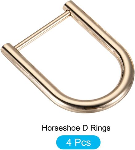 METALLIXITY Horseshoe D-Rings (27mm) 4pcs, Screw-in U-shaped Buckles Shackle - for Car Keys Keychain Bags Leather Crafts, Light Gold in Saudi Arabia