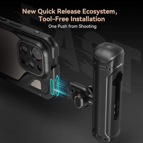 طقم قفص هاتف محمول صغير من SmallRig لهاتف iPhone 15 Pro Max، طقم قفص حامل فيديو متنقل مع مقبض لاسلكي سريع التحرير لتسجيل الفيديو/YouTube/البث المباشر/Vlog - 4393 in Saudi Arabia