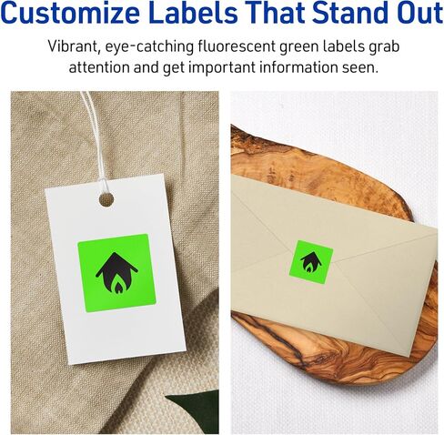 Avery Printable Square Labels with Sure Feed Technology, 1" x 1", Neon Green Labels, Print-to-The-Edge, Laser/Inkjet, 480 Total, Great for Soap Labels and QR Code Labels in Kuwait